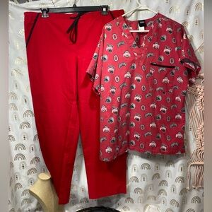 Vibrant Red Unisex Ohio State Scrub Set